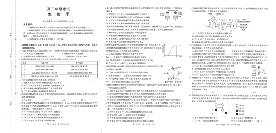 生物试卷(26-83C)金太阳26-83C2026届高三上学期10月联考(10.30-10.31).pdf_第1页