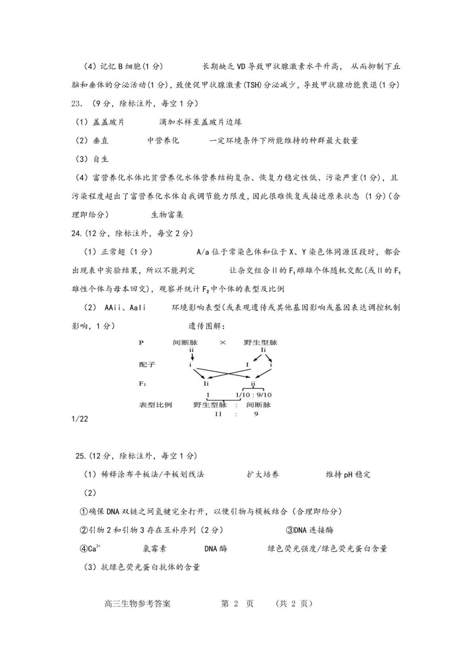 生物试卷答案【黑吉辽蒙卷】内蒙古赤峰市高三年级11.20模拟考试(赤峰一模)(11.19-11.21).pdf_第2页