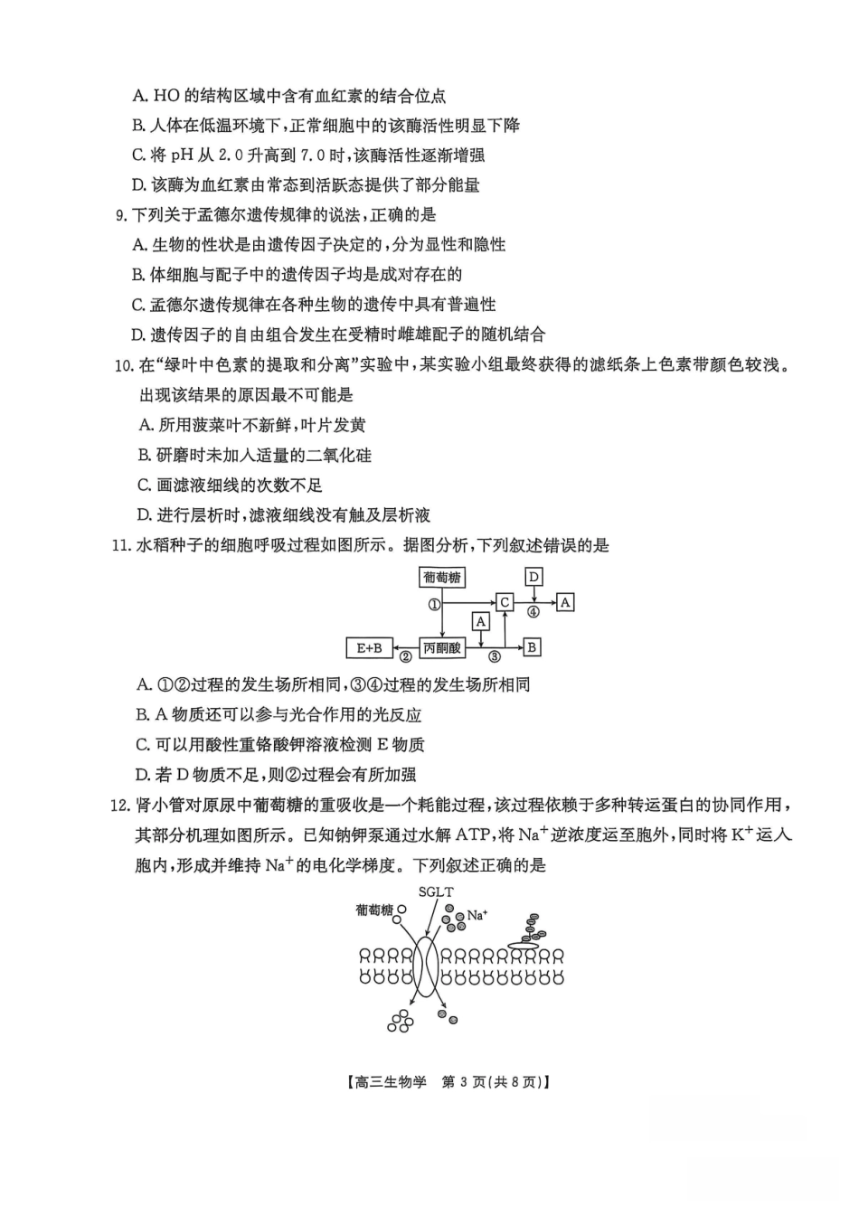 生物试卷福建省金太阳2025-2026学年第一学期高三年级11月半期联考（26-10-105C）(11.17-11.19.pdf_第3页