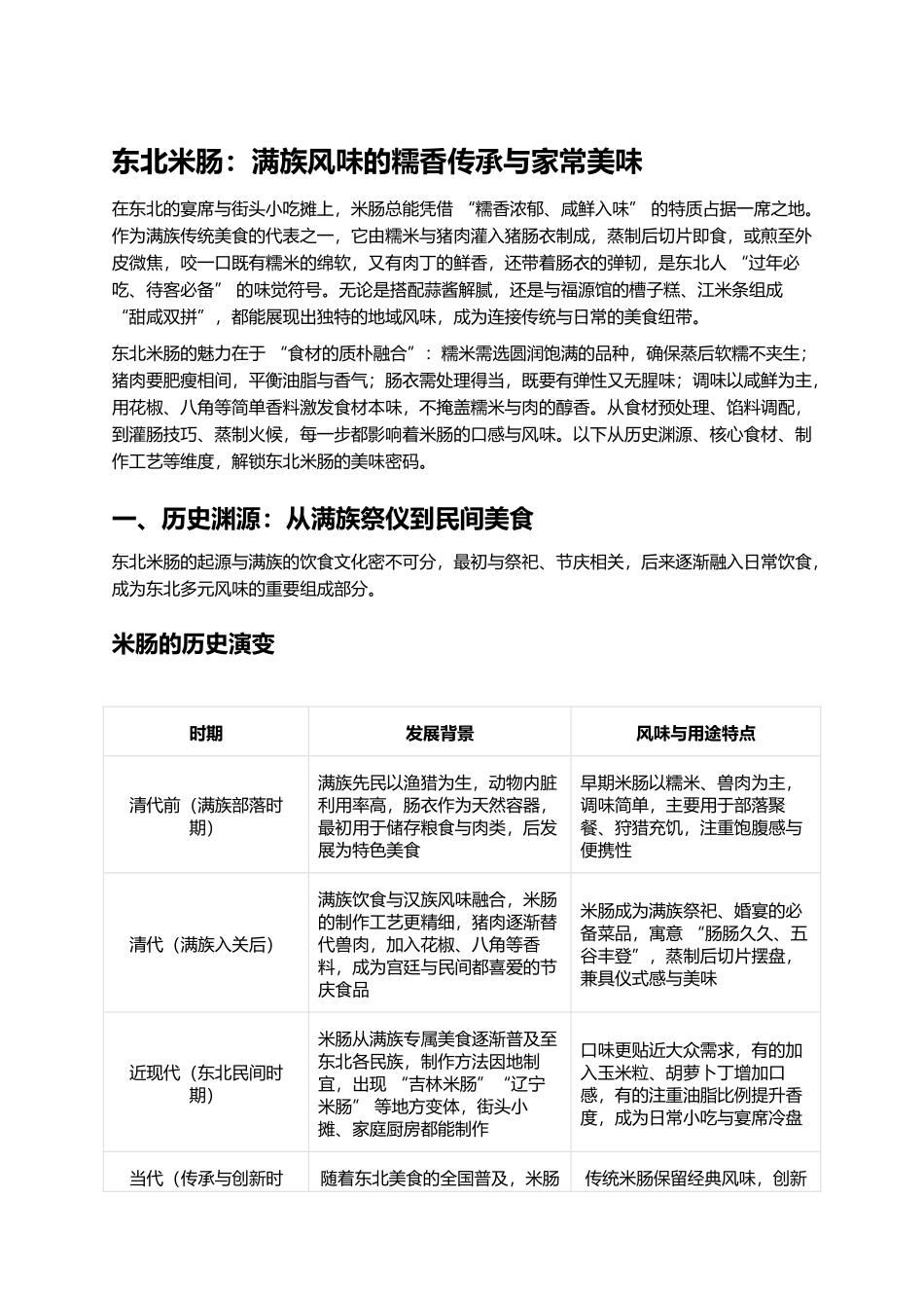 东北米肠：满族风味的糯香传承与家常美味.docx_第1页