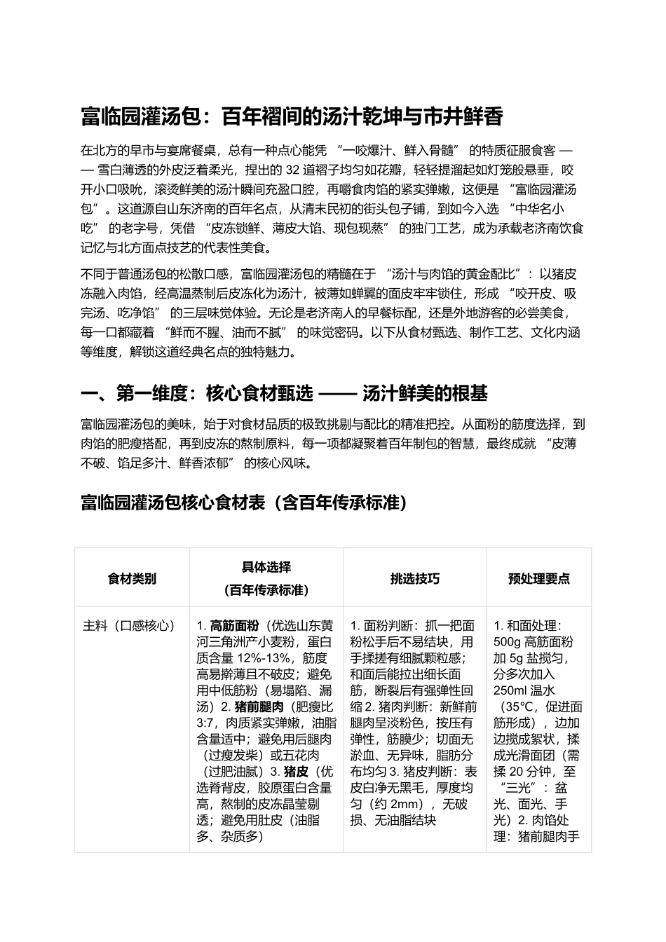 富临园灌汤包:百年褶间的汤汁乾坤与市井鲜香.docx_第1页