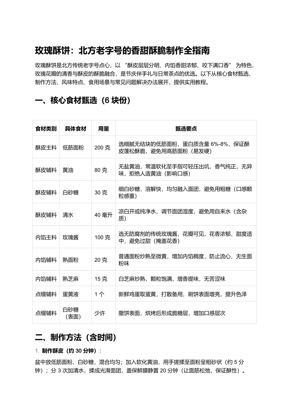 玫瑰酥饼：北方老字号的香甜酥脆制作全指南.docx_第1页