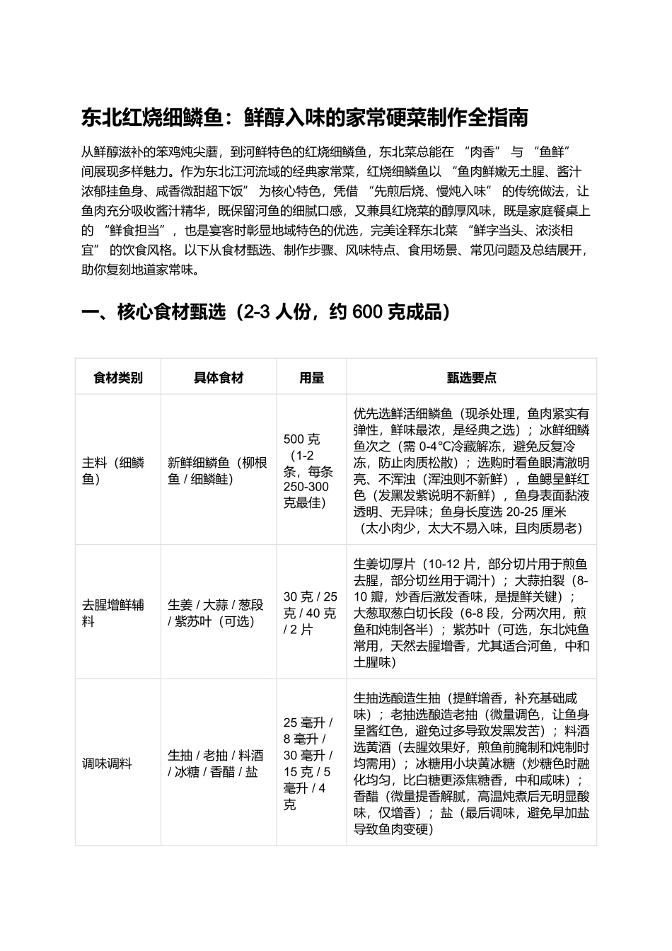 东北红烧细鳞鱼:鲜醇入味的家常硬菜制作全指南.docx_第1页