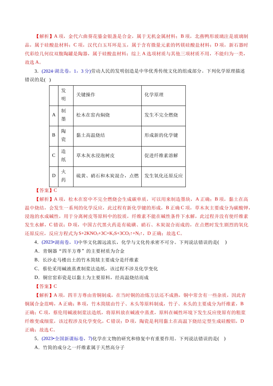 专题04 化学与传统文化(教师版).docx_第2页