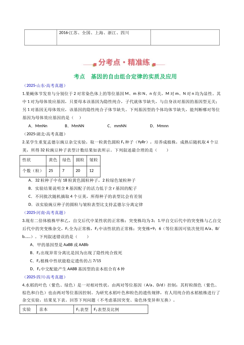 专题10 基因的自由组合定律(学生版).docx_第2页