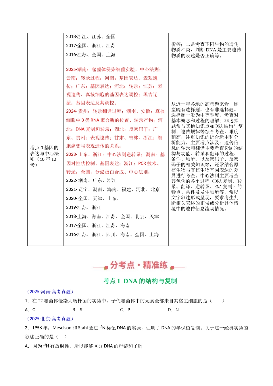 专题12 遗传的分子基础(学生版).docx_第2页