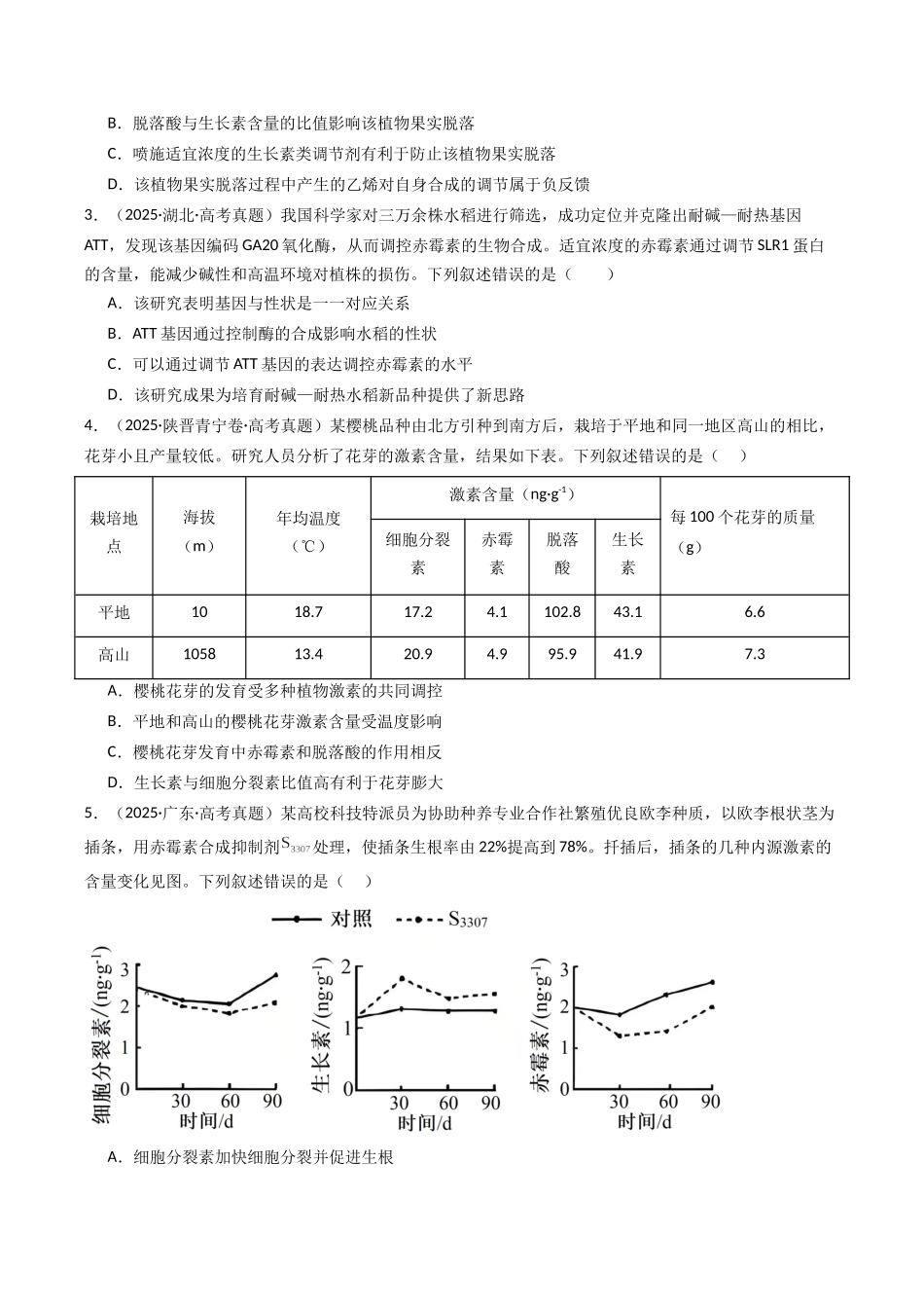 专题14 植物生命活动的调节(学生版).docx_第3页