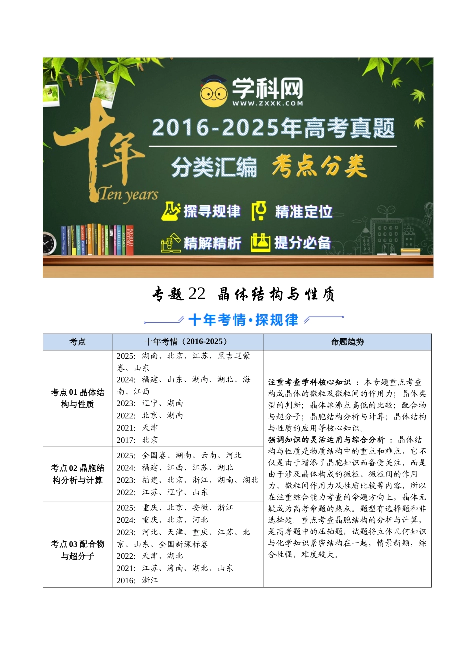 专题22 晶体结构与性质（学生版）.docx_第1页