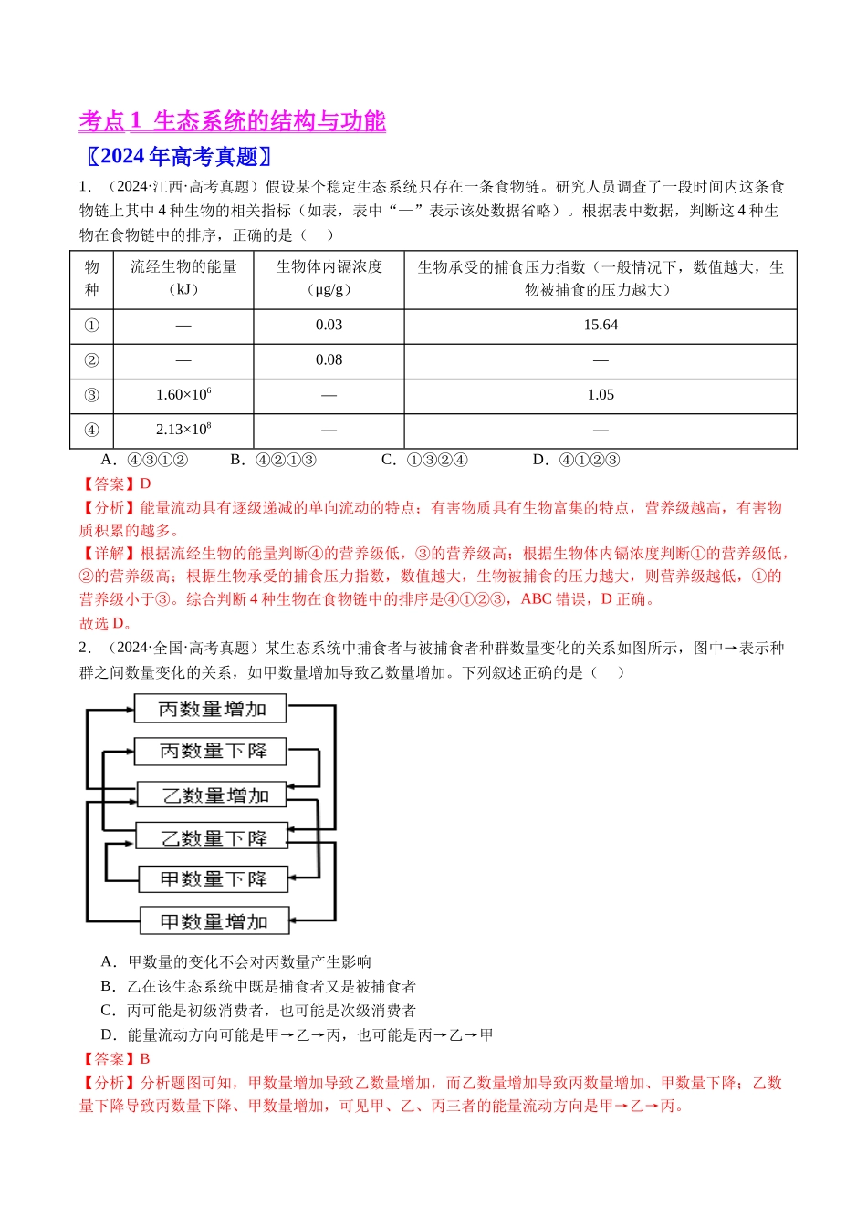 专题22 生态系统和环境保护-（全国通用）（教师版）.docx_第2页