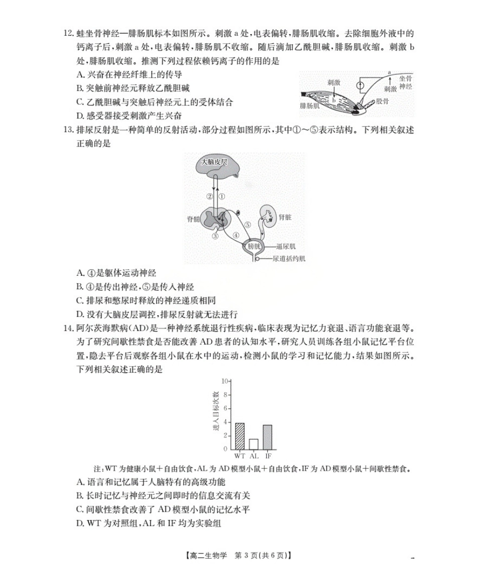 新疆2027届高二上学期11月联考(26-70B)生物.pdf_第3页