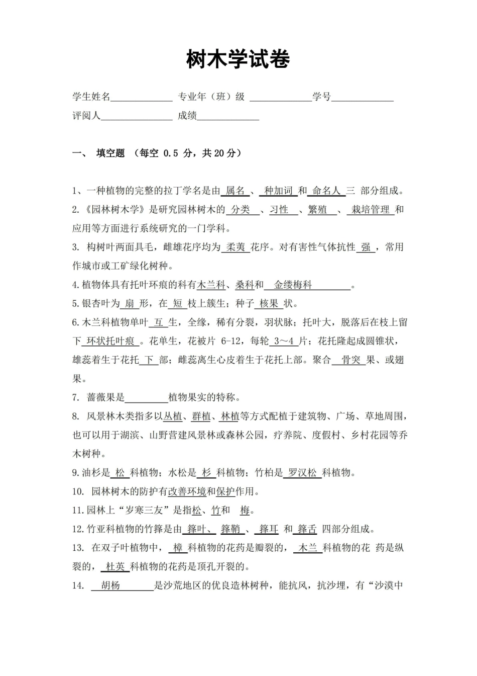 园林树木学试卷及答案.pdf_第1页
