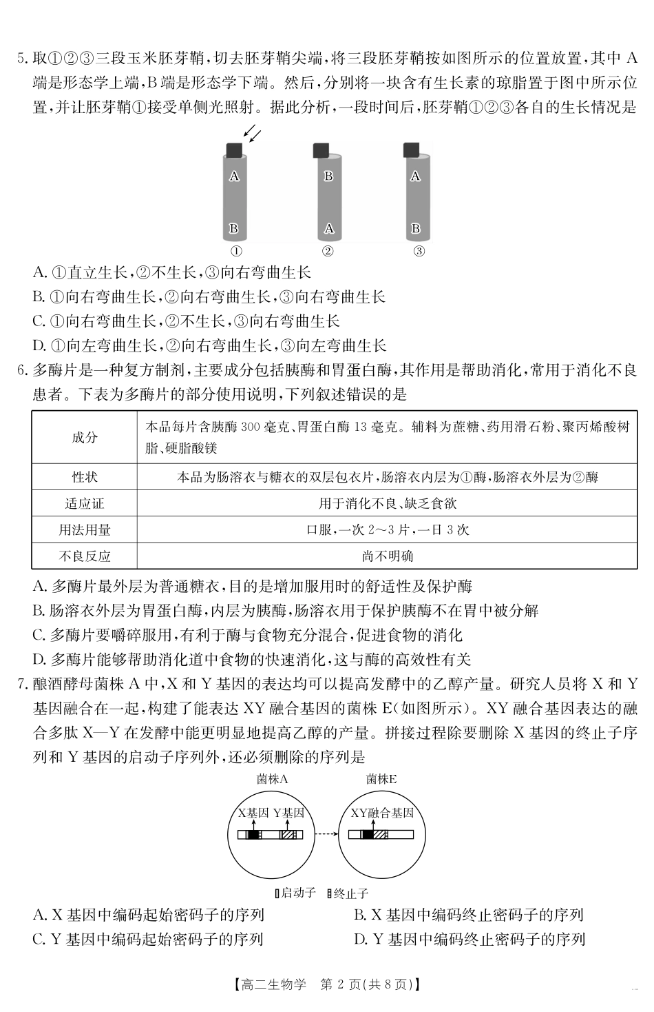 云南省曲靖市2024-2025届高二下学期阶段性诊断考试生物学.pdf_第2页