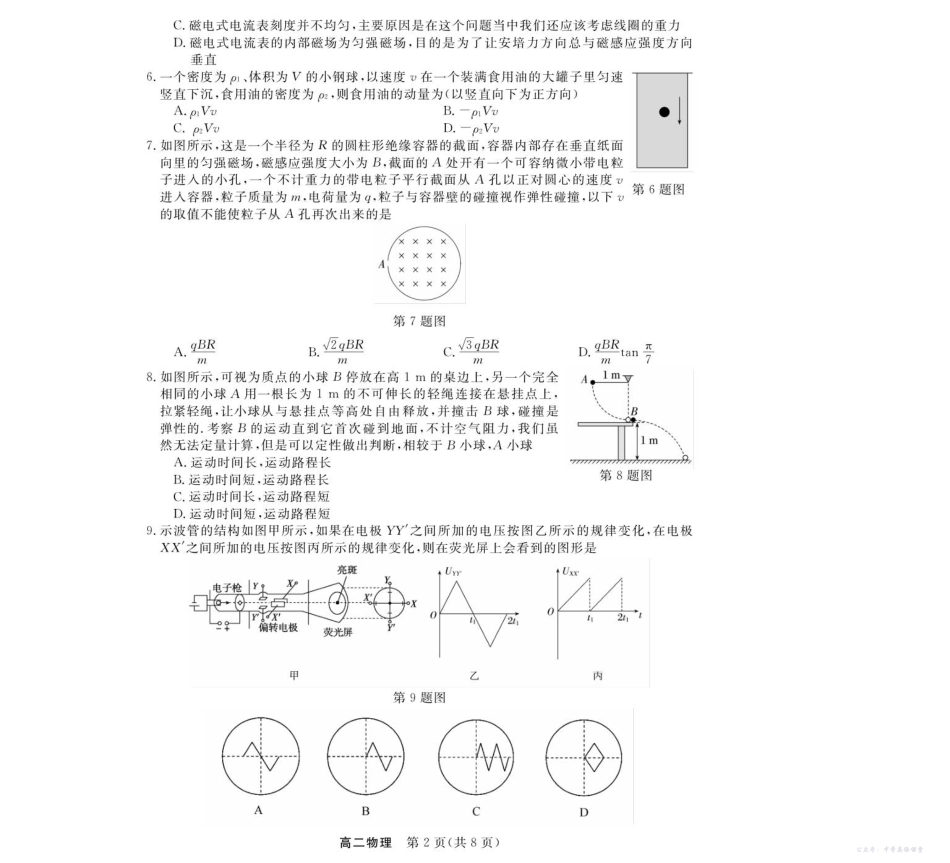 浙江省卓越高中联盟2025-2026学年高二上学期11月期中联考物理-浙江卓越联盟高二11月联考.pdf_第2页