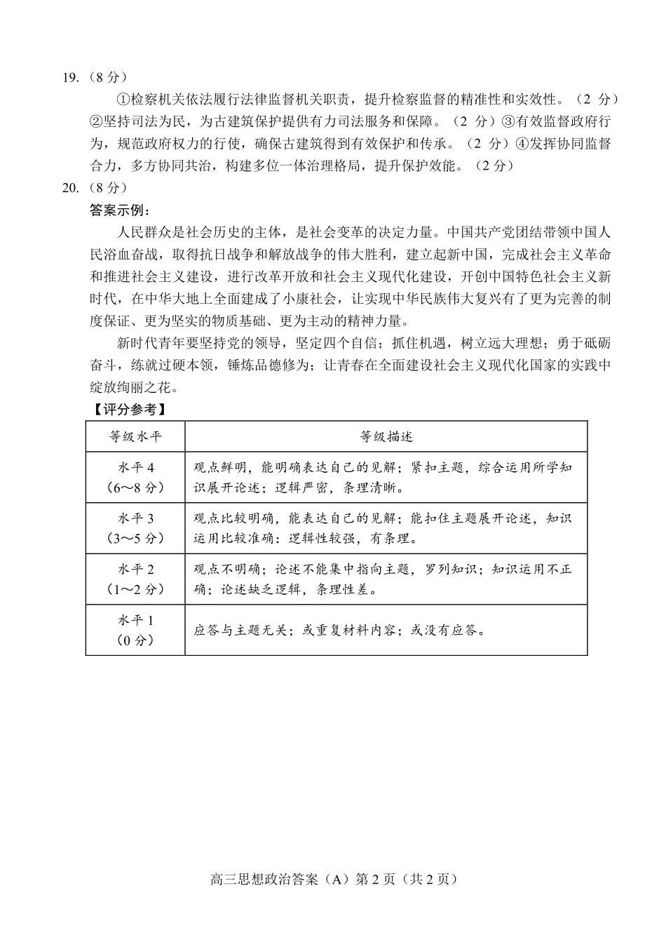 政治试卷答案山东省菏泽市A类高中2025-2026学年度2026届高三第一学期期中考试(11.12-11.14).pdf_第2页