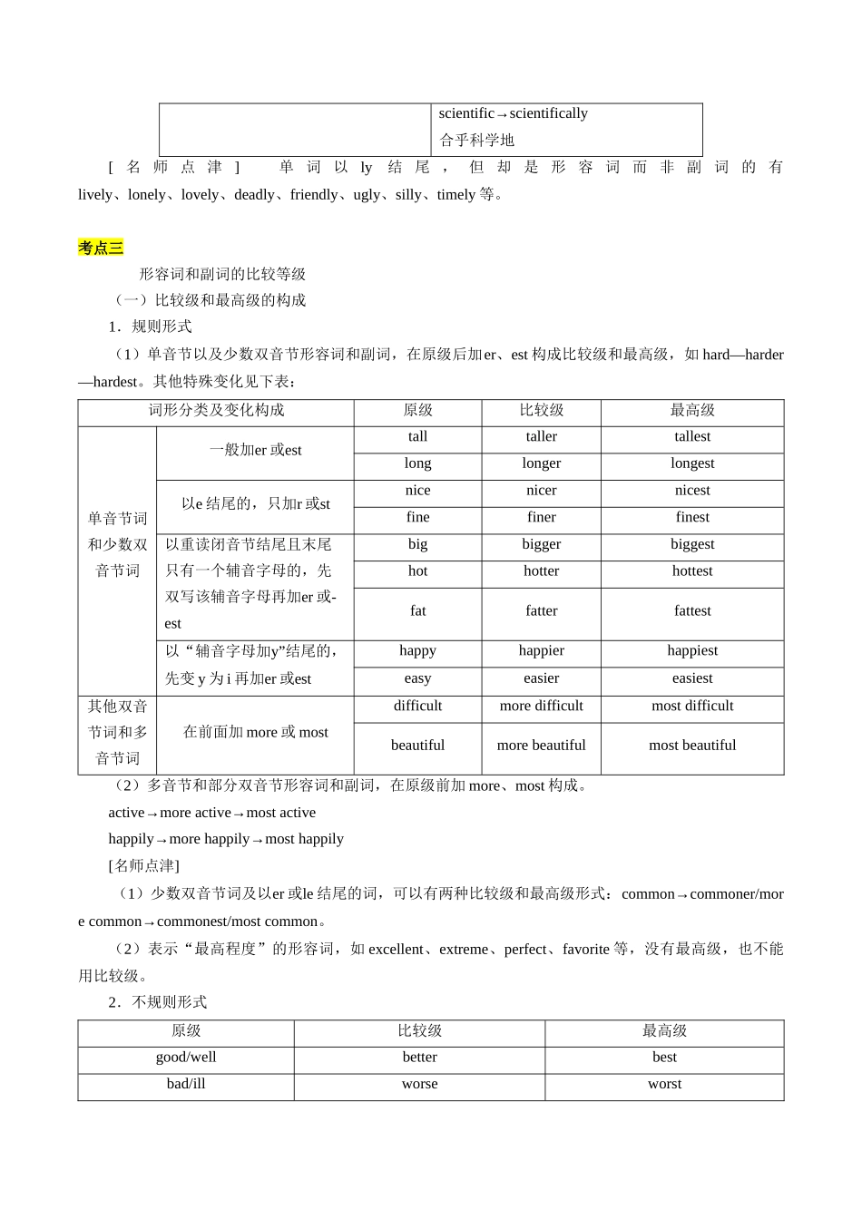 专题05形容词和副词（知识梳理+考点精讲精练+实战训练）（原卷版）-【学考复习】2024年高中英语学业水平考试必备考点归纳与测试（新教材专用）.docx_第2页