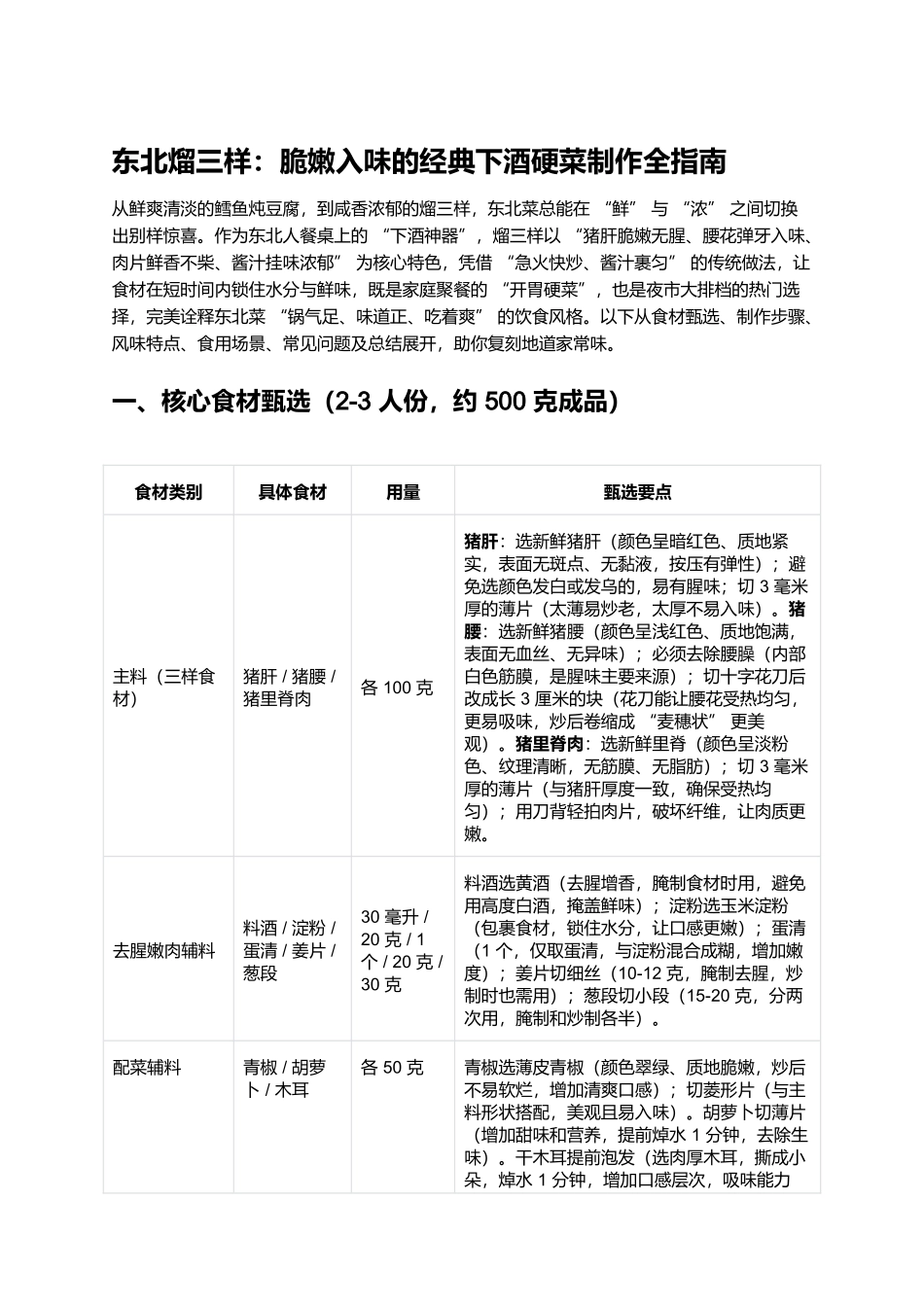 东北熘三样：脆嫩入味的经典下酒硬菜制作全指南.docx_第1页