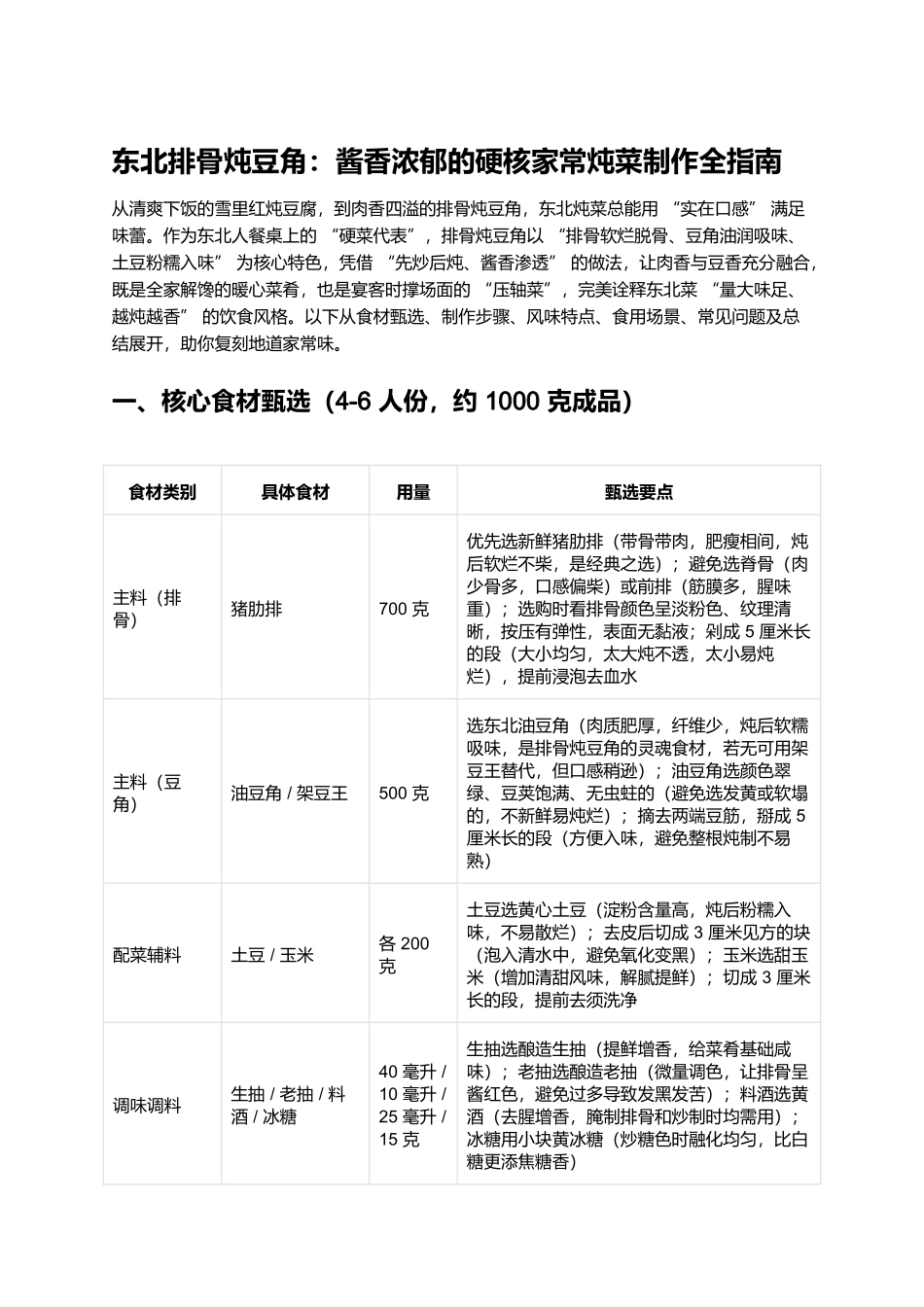 东北排骨炖豆角:酱香浓郁的硬核家常炖菜制作全指南.docx_第1页