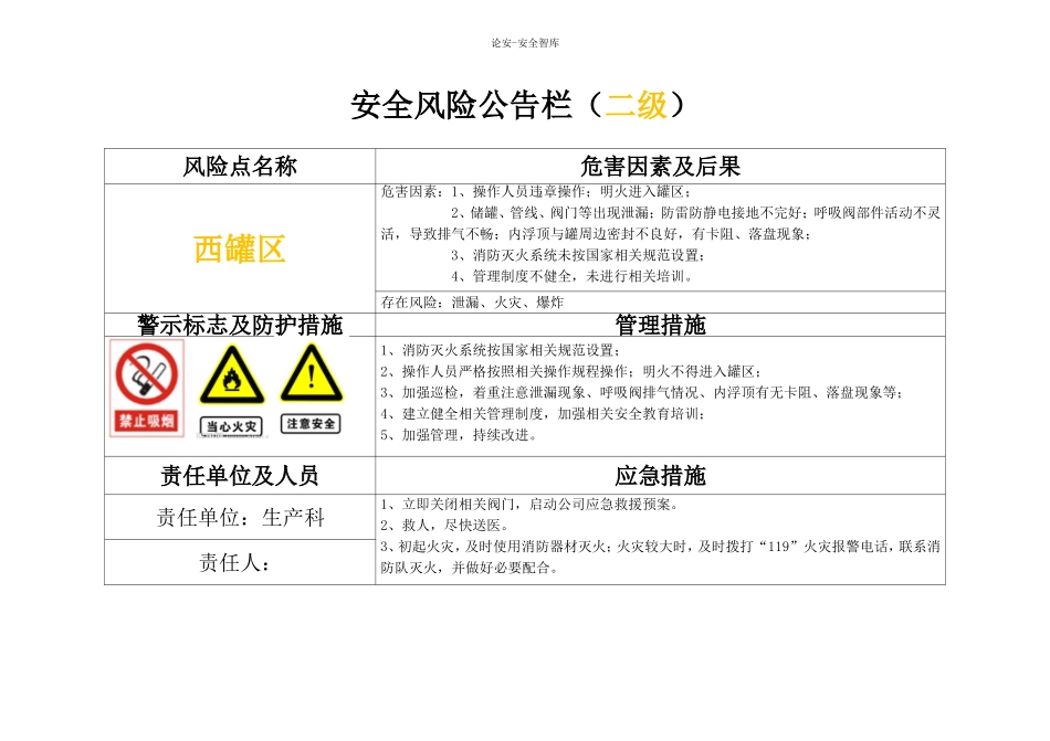 XX企业安全风险公告栏(告知牌).docx_第1页