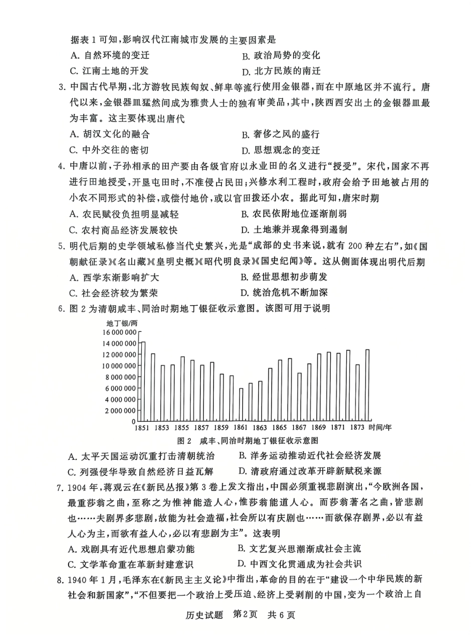 T8联考2025届高三12月历史试卷.pdf_第2页