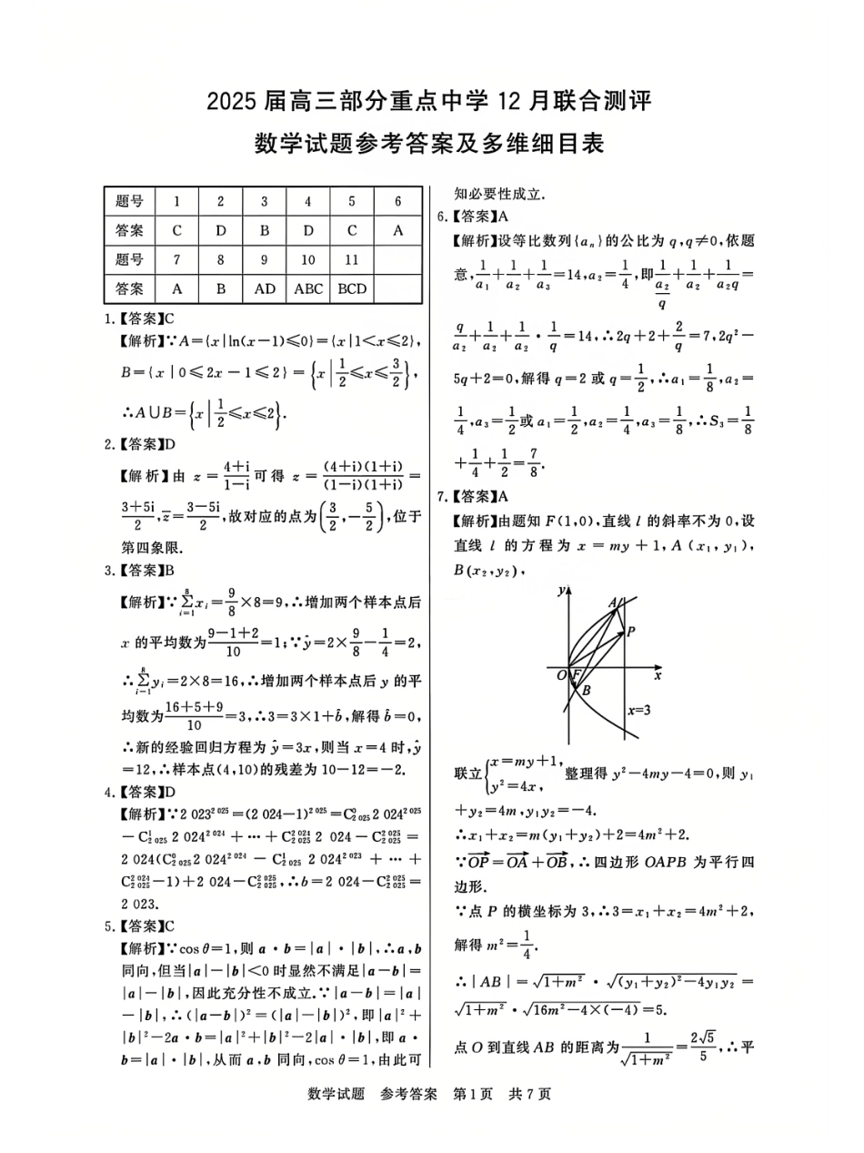 T8联考2025届高三12月数学答案.pdf_第1页