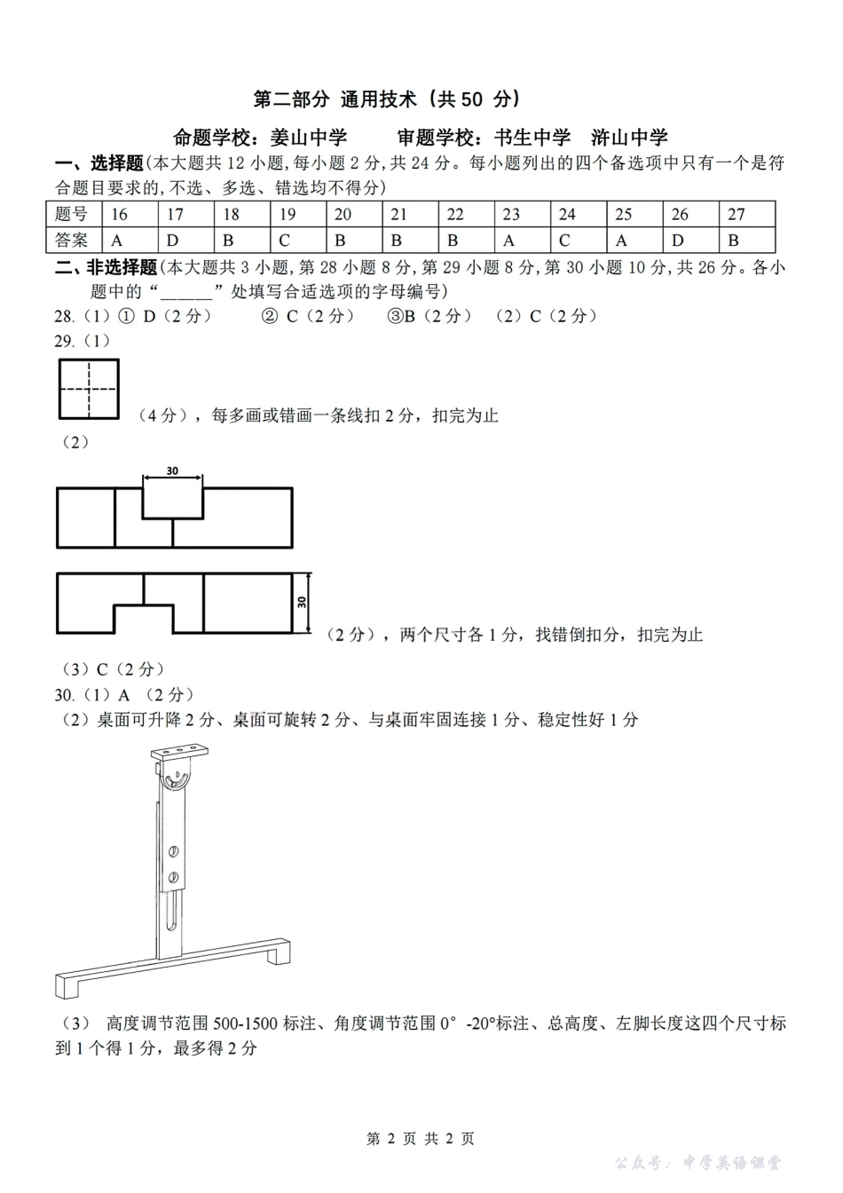 高二年级技术学科参考答案.pdf_第2页