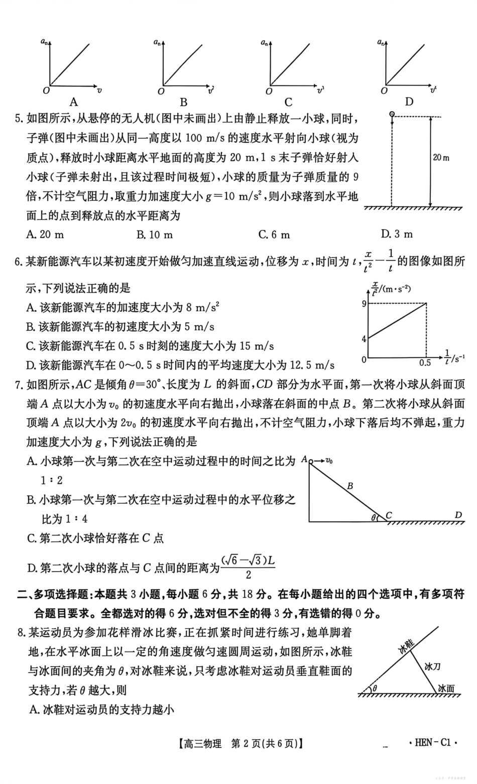 河南省2026届高三上学期11月联考(HEN)物理.pdf_第2页