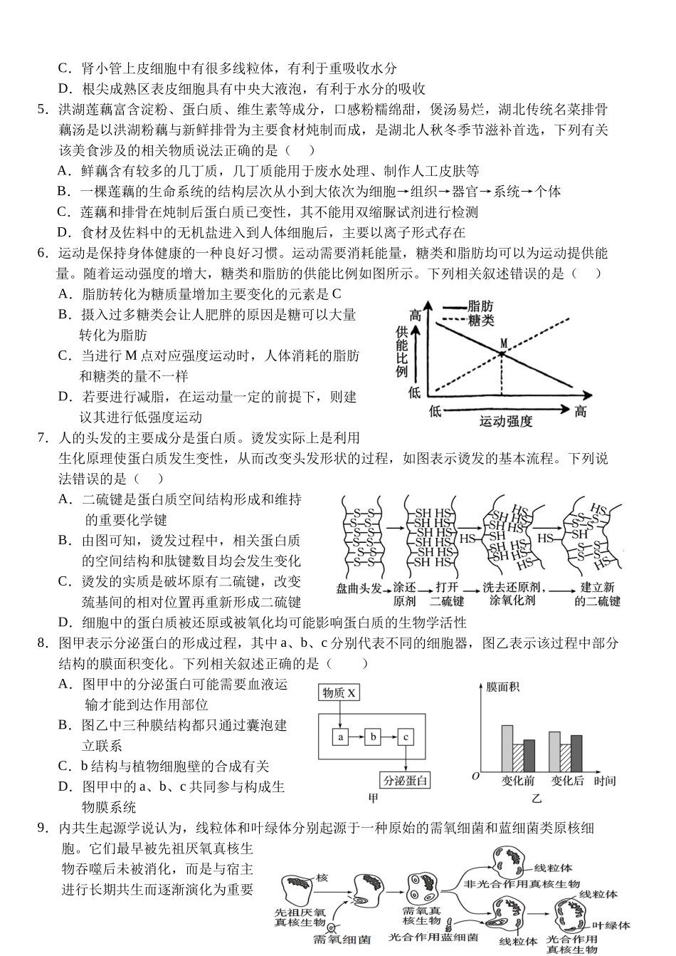 湖北省荆州市沙市中学2025-2026学年高一上学期11月期中生物试题.docx_第2页