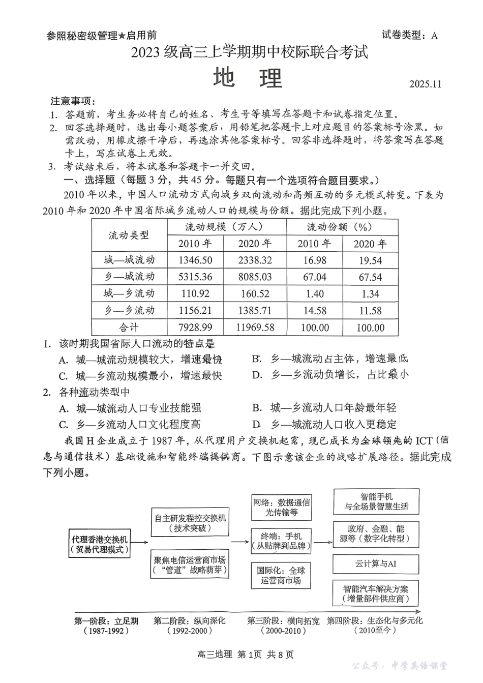 日照市2023级高三上学期期中校际联合考试地理.pdf_第1页