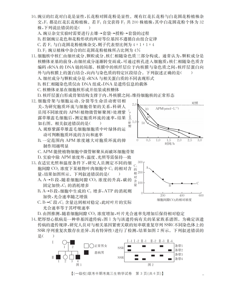 生物试卷(26-96C)福建省龙岩市一级校联盟2025-2026学年第一学期高三上学期半期考联考（26-96C）（11.26-11.27）.pdf_第3页