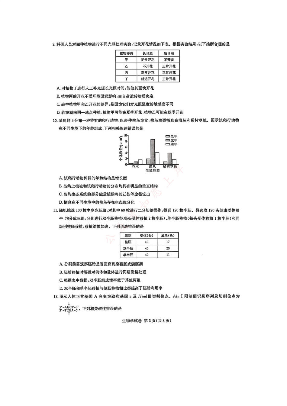 生物试卷【湖南最高联考】湖南省新高考教学教研联盟2026届高三年级12月联考(长郡二十校联盟联考)(12.1-12.2).pdf_第3页