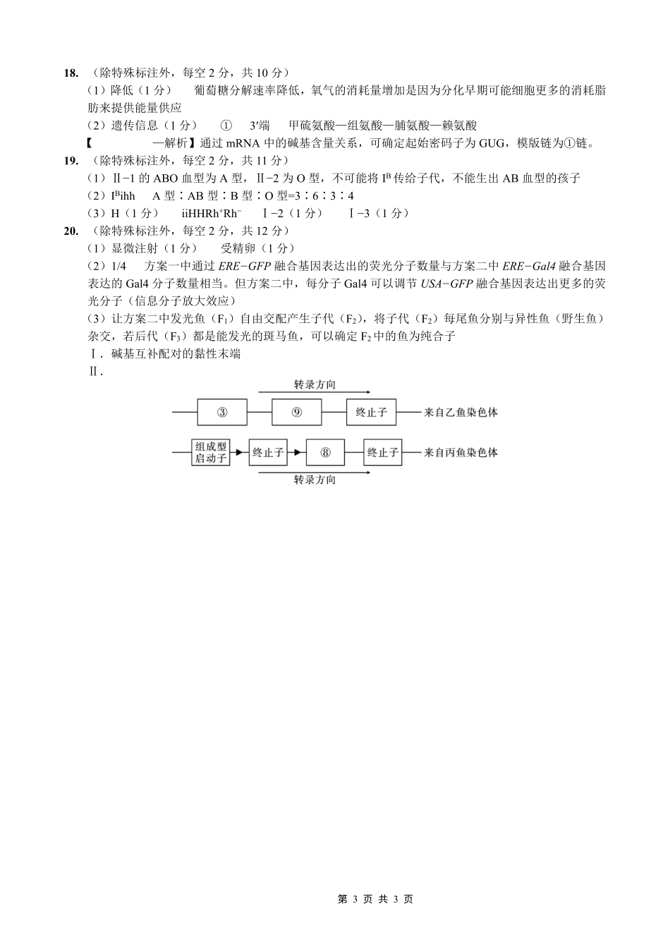 生物试卷答案重庆市第一中学校高2026届高三上学期11月期中考试(11.28-11.29).pdf_第3页