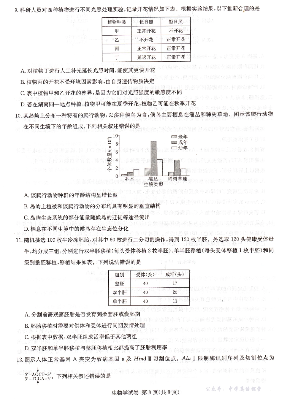 新高考教学教研联盟(长郡二十校)2026届高三年级12月联考生物.pdf_第3页