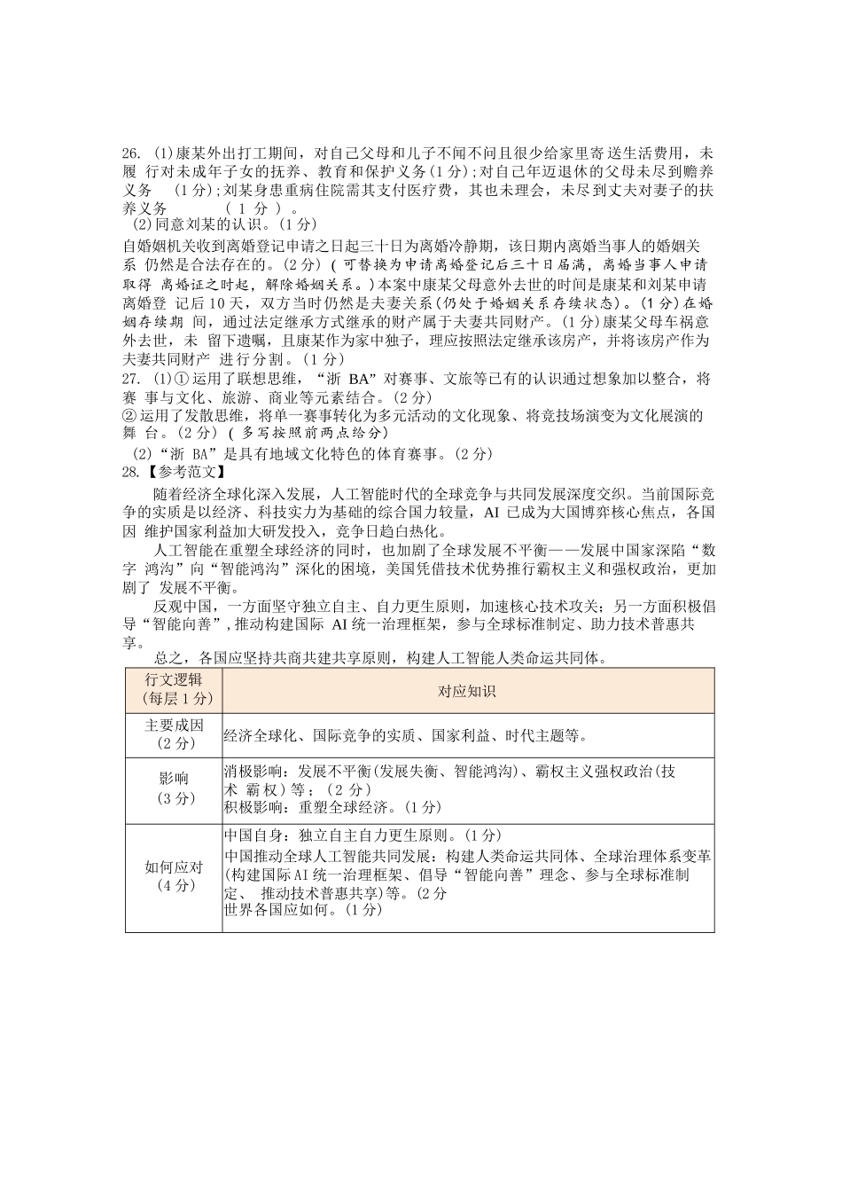 政治试题卷答案浙江省金丽衢十二校2025学年高三第一次联考(金丽衢一模)(12.2-12.3)(1).docx_第2页