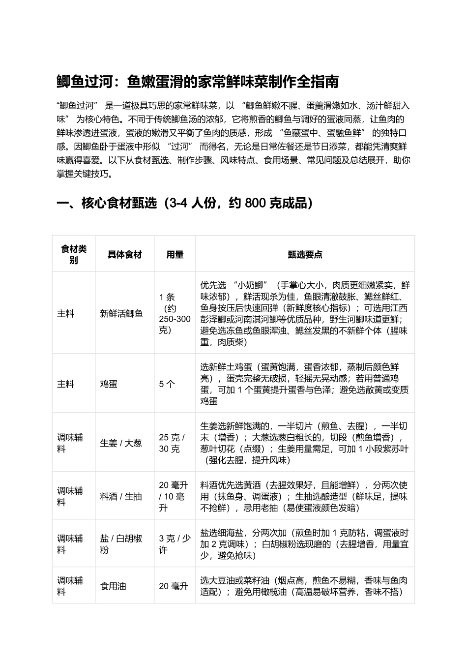 鲫鱼过河:鱼嫩蛋滑的家常鲜味菜制作全指南.docx_第1页