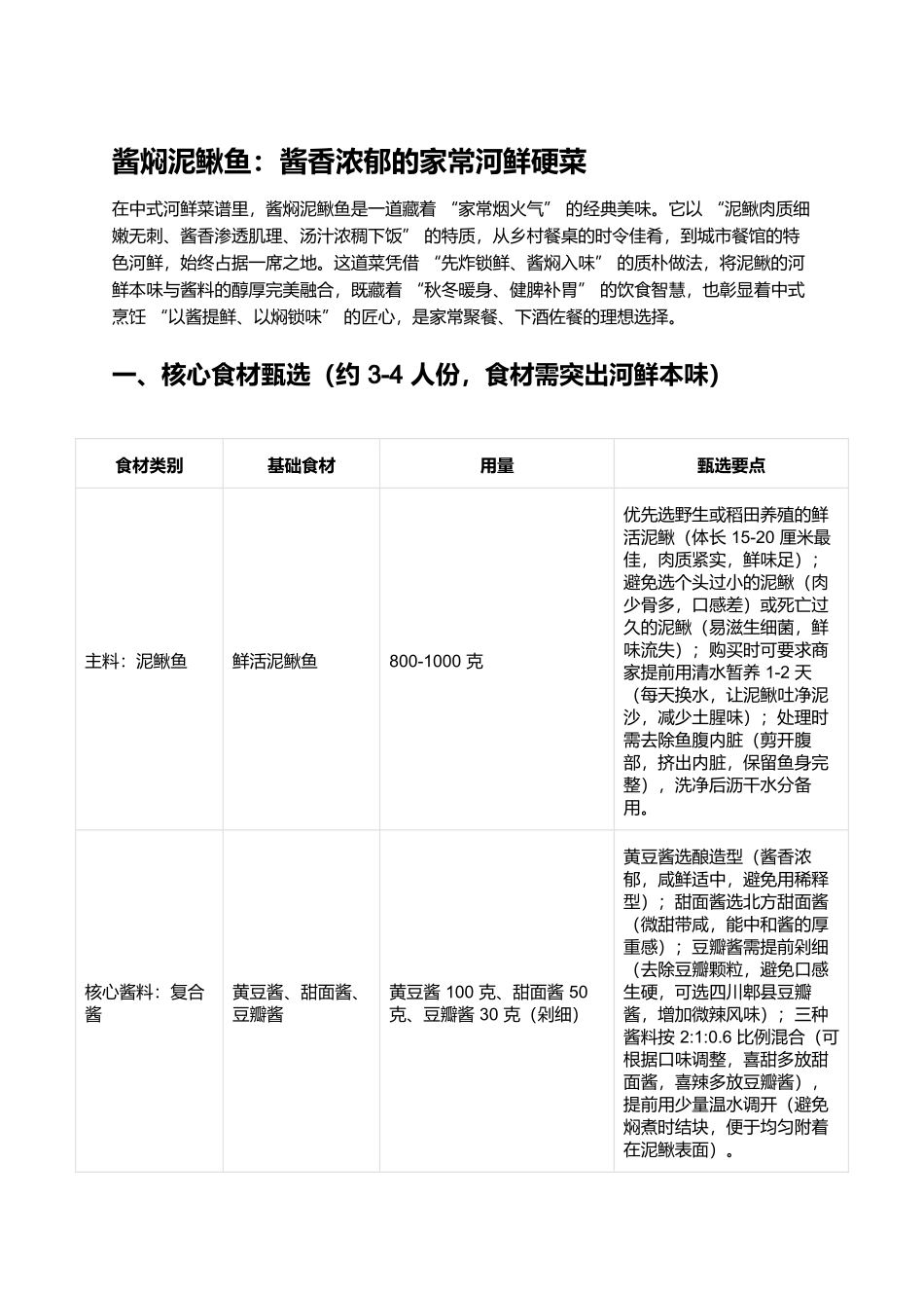 酱焖泥鳅鱼：酱香浓郁的家常河鲜硬菜.docx_第1页