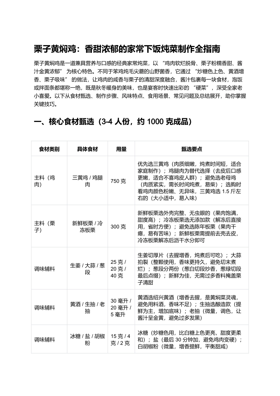 栗子黄焖鸡:香甜浓郁的家常下饭炖菜制作全指南.docx_第1页