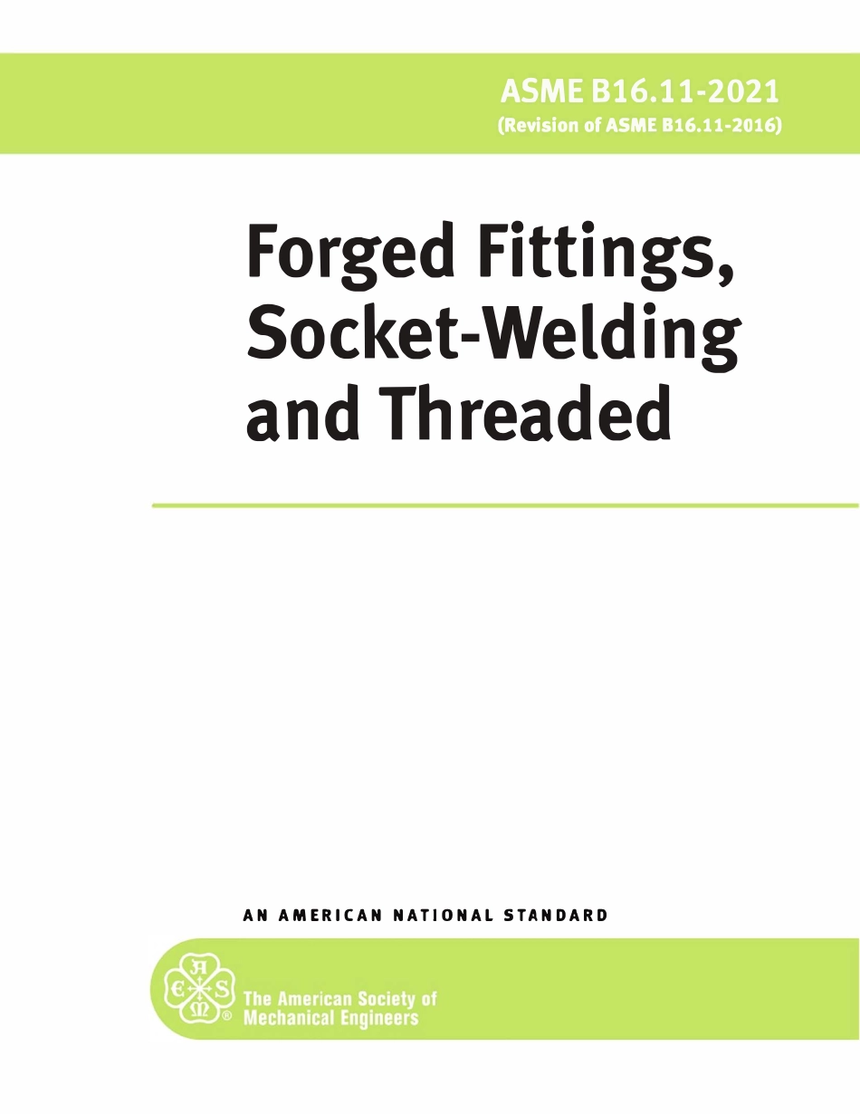 ASME B16.11-2021 锻造配件,嵌套焊接和螺纹焊接(英文版).pdf_第1页