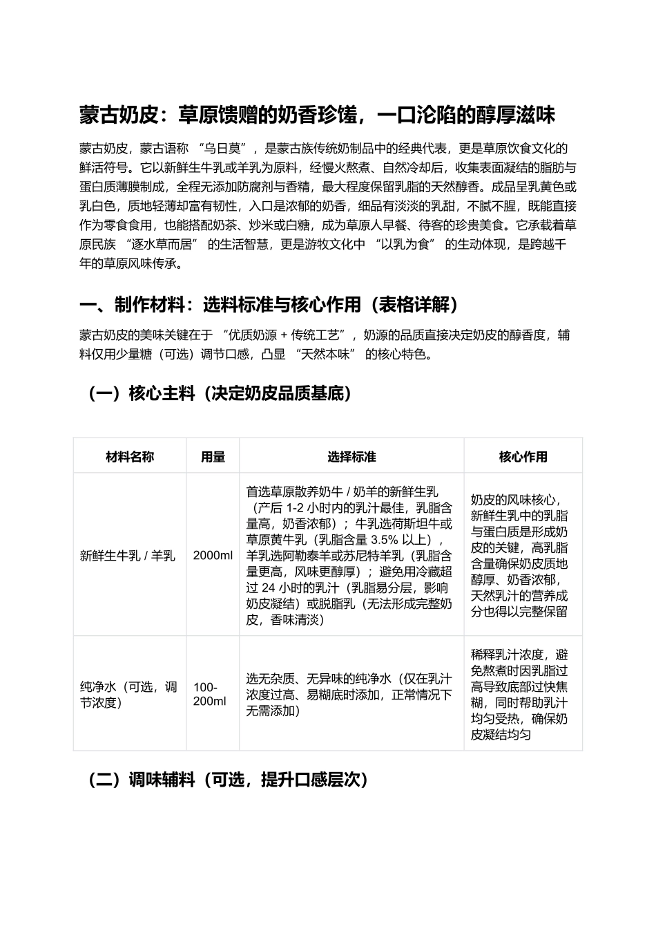 蒙古奶皮：草原馈赠的奶香珍馐，一口沦陷的醇厚滋味.docx_第1页