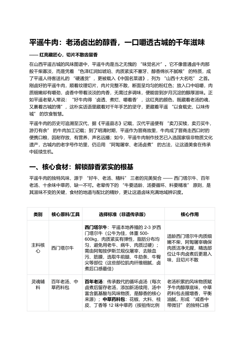 平遥牛肉:老汤卤出的醇香,一口嚼透古城的千年滋味.docx_第1页