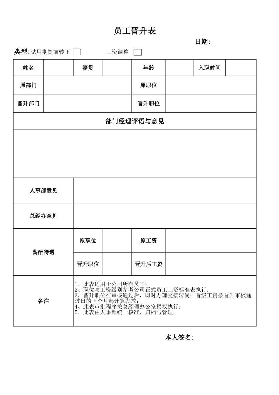 【员工晋升-表格】员工晋升表.xls_第1页