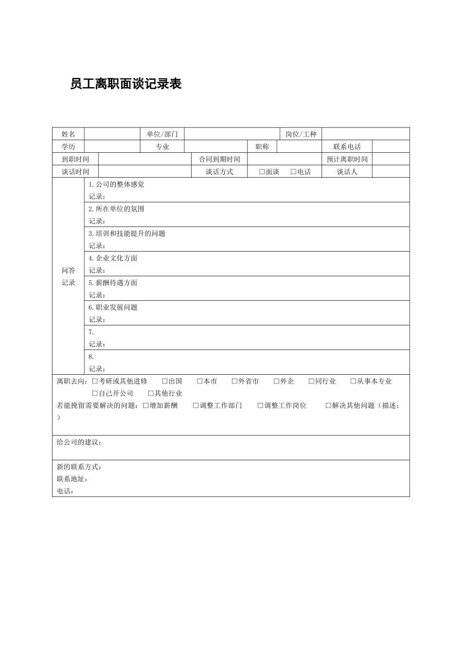 18.员工离职面谈记录表.docx_第1页