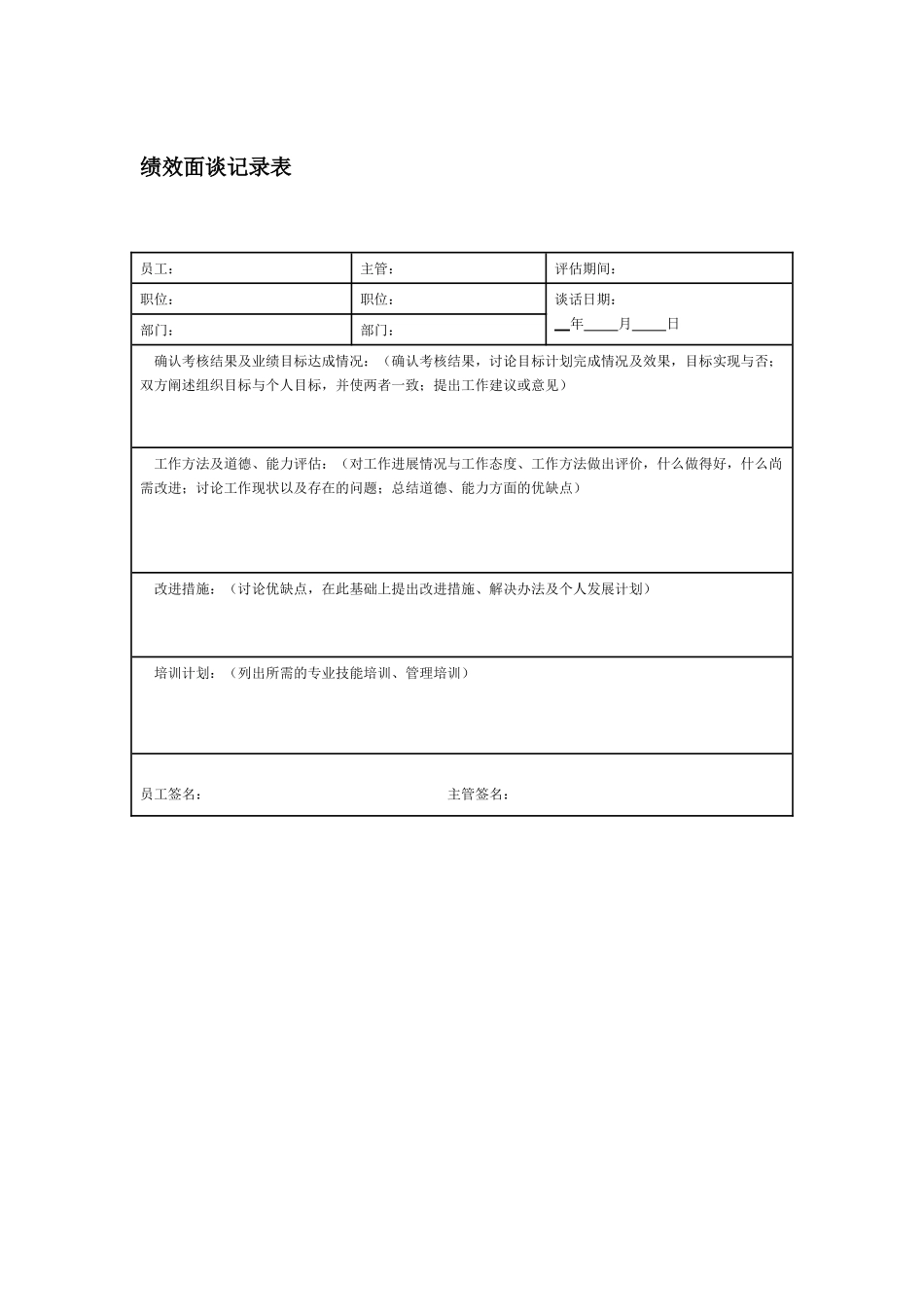 43.绩效面谈记录表.docx_第1页