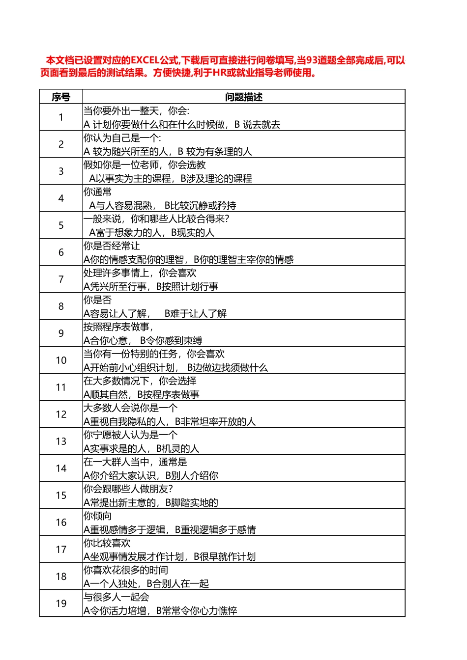 MBTI职业性格测试(自动计算版).xlsx_第1页