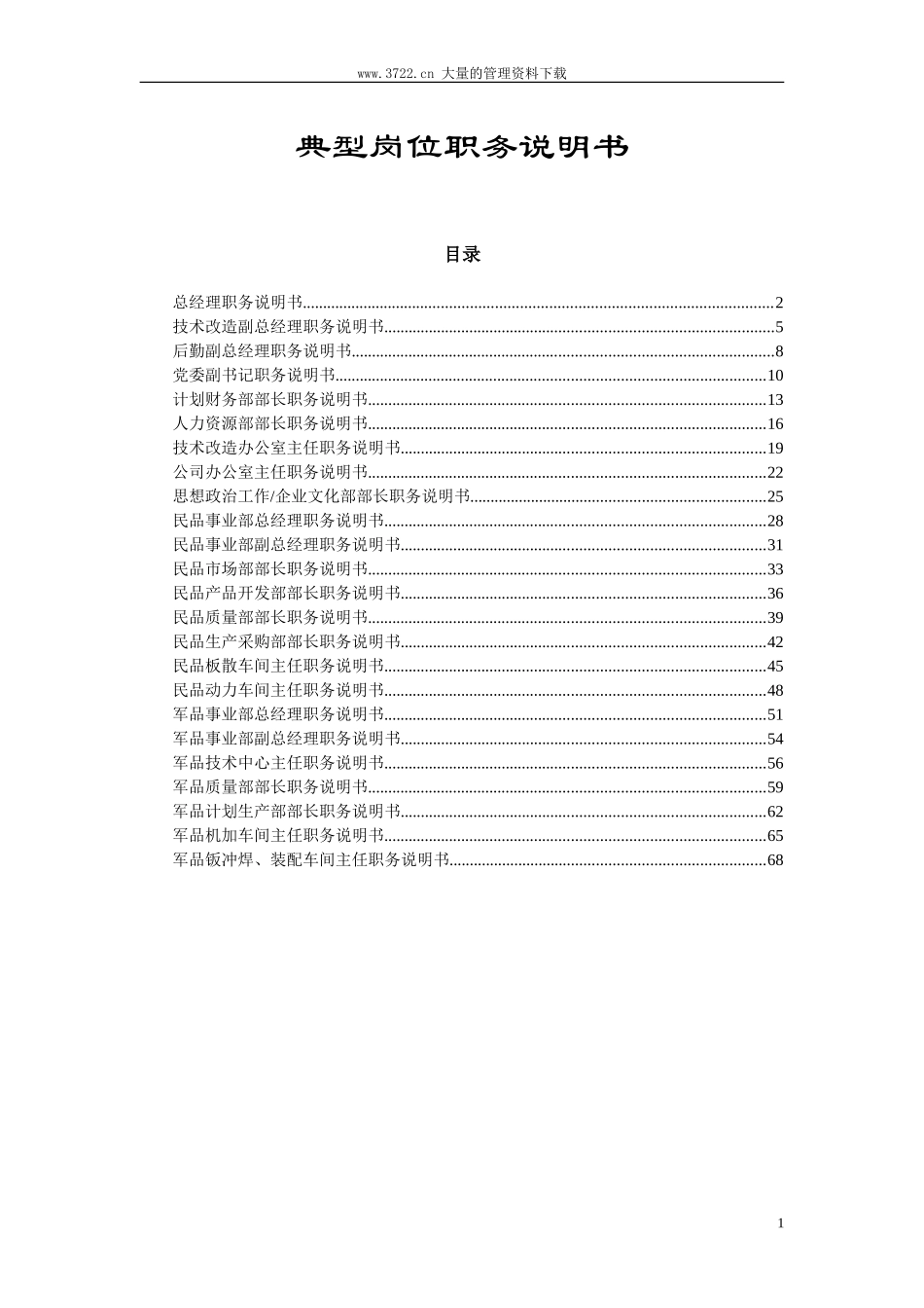 典型岗位职务说明书.doc_第1页