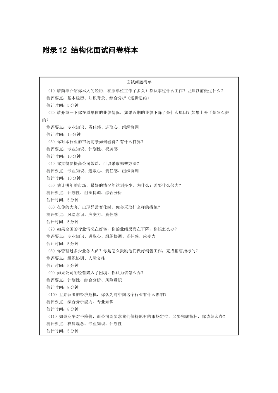 附录12  结构化面试问卷样本.docx_第1页