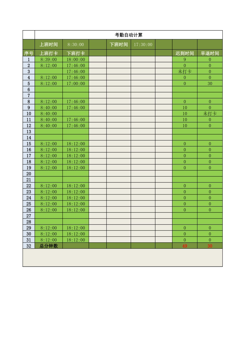 考勤自动计算系统EXCEL表格(自动计算).xlsx_第1页