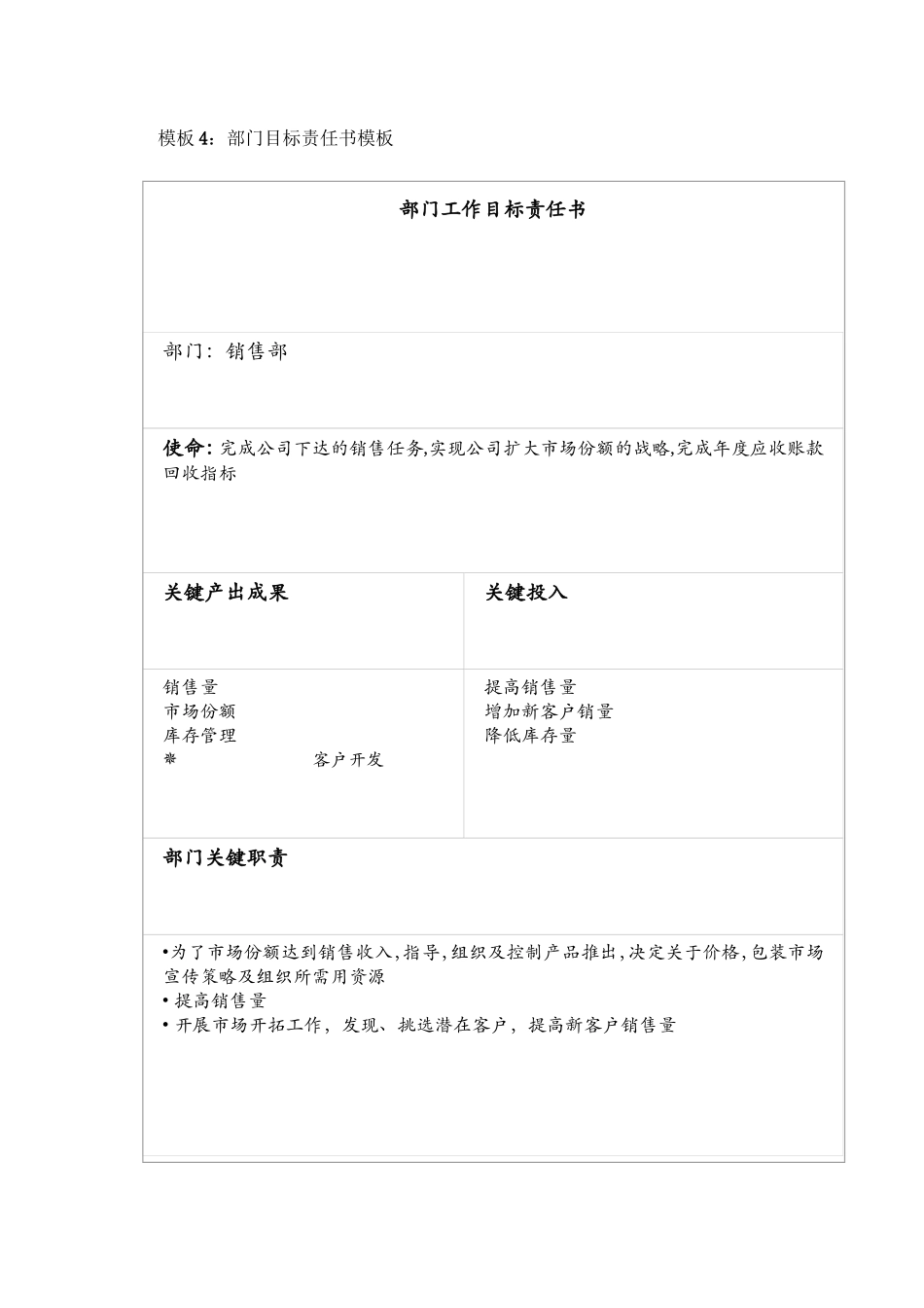 模板4:部门目标责任书模板.doc_第1页