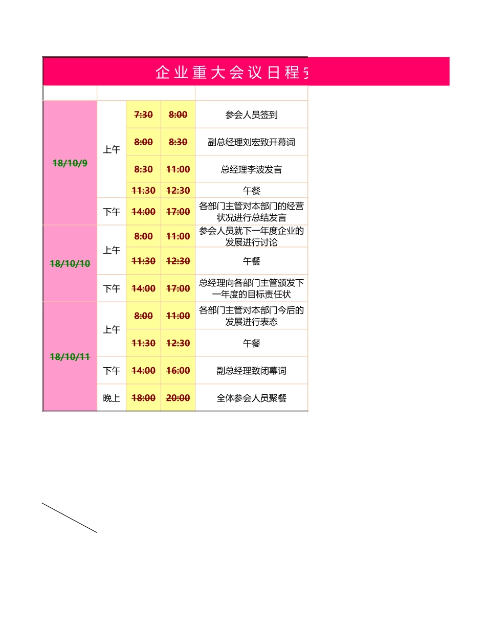 企业重大会议日程安排提醒表excel模板.xlsx_第1页