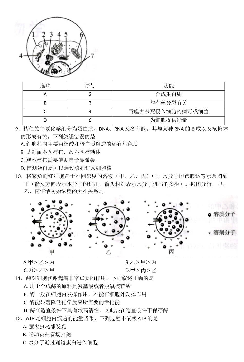 河北省邢台市卓越联盟2025-2026学年高一上学期12月期中生物试题（含答案）.docx_第3页