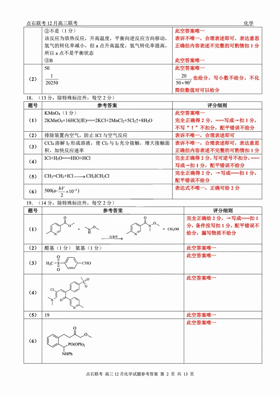 化学试卷(A版)答案2025年点石联考东北三省一区高三年级12月份联合考试(12.9-12.10).pdf_第2页